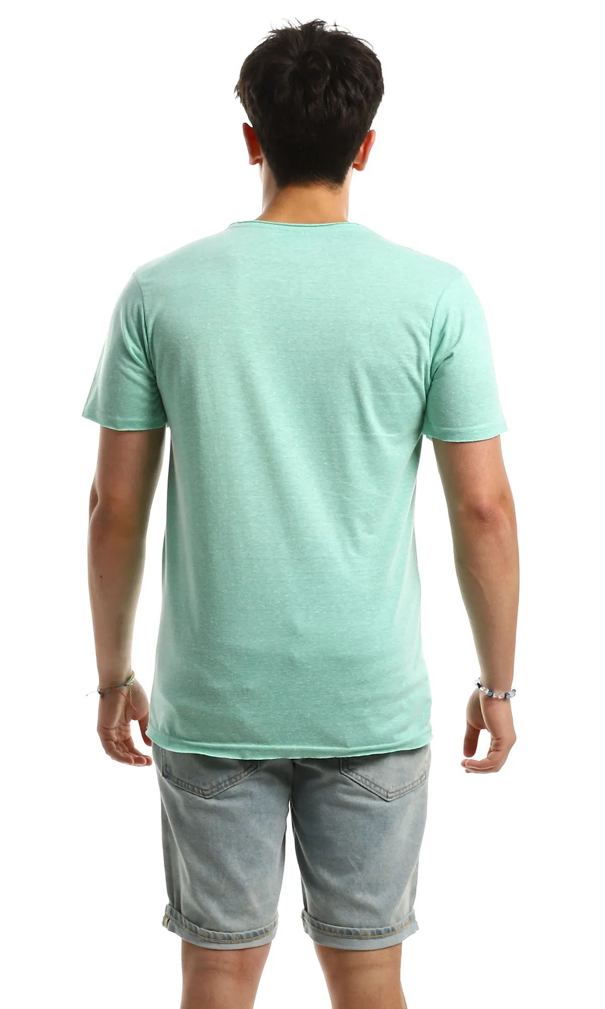97915 Casual Slip On Comfy Basic Tee - Heather Aquamarine