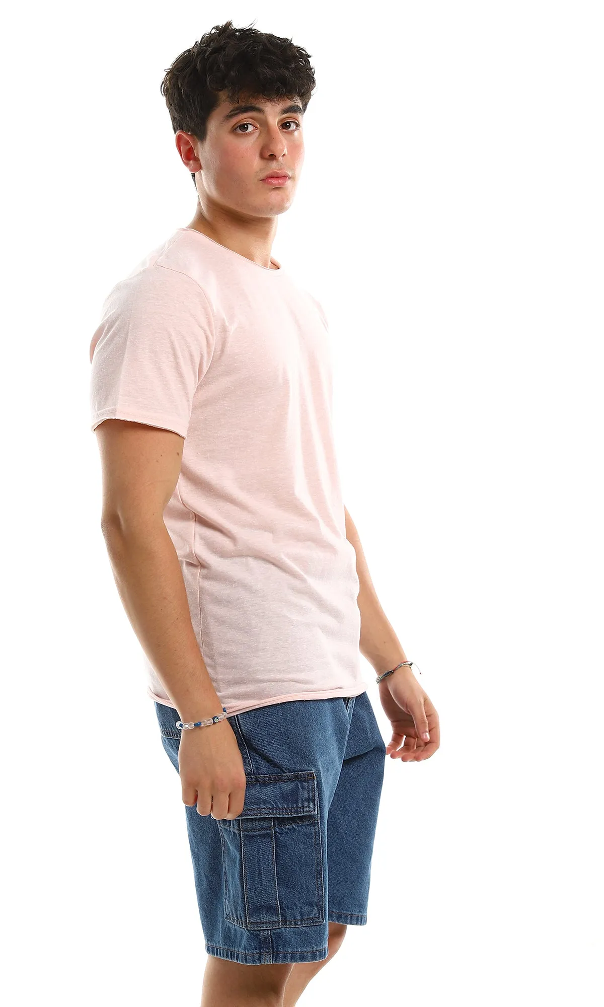97919 Crew Neck Heather Rose Lightweight Tee