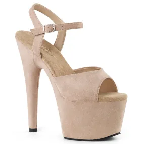 Adore-709FS Beige Faux Suede, 7" Heels