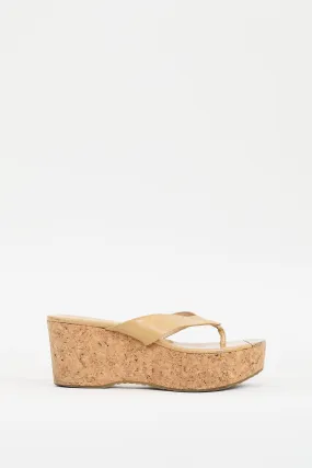 Beige Patent & Cork Pathos Wedge Sandal