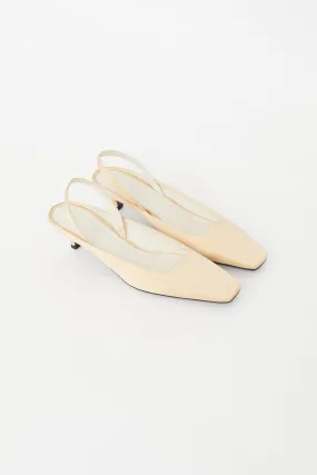 Beige Satin Slingback Mule