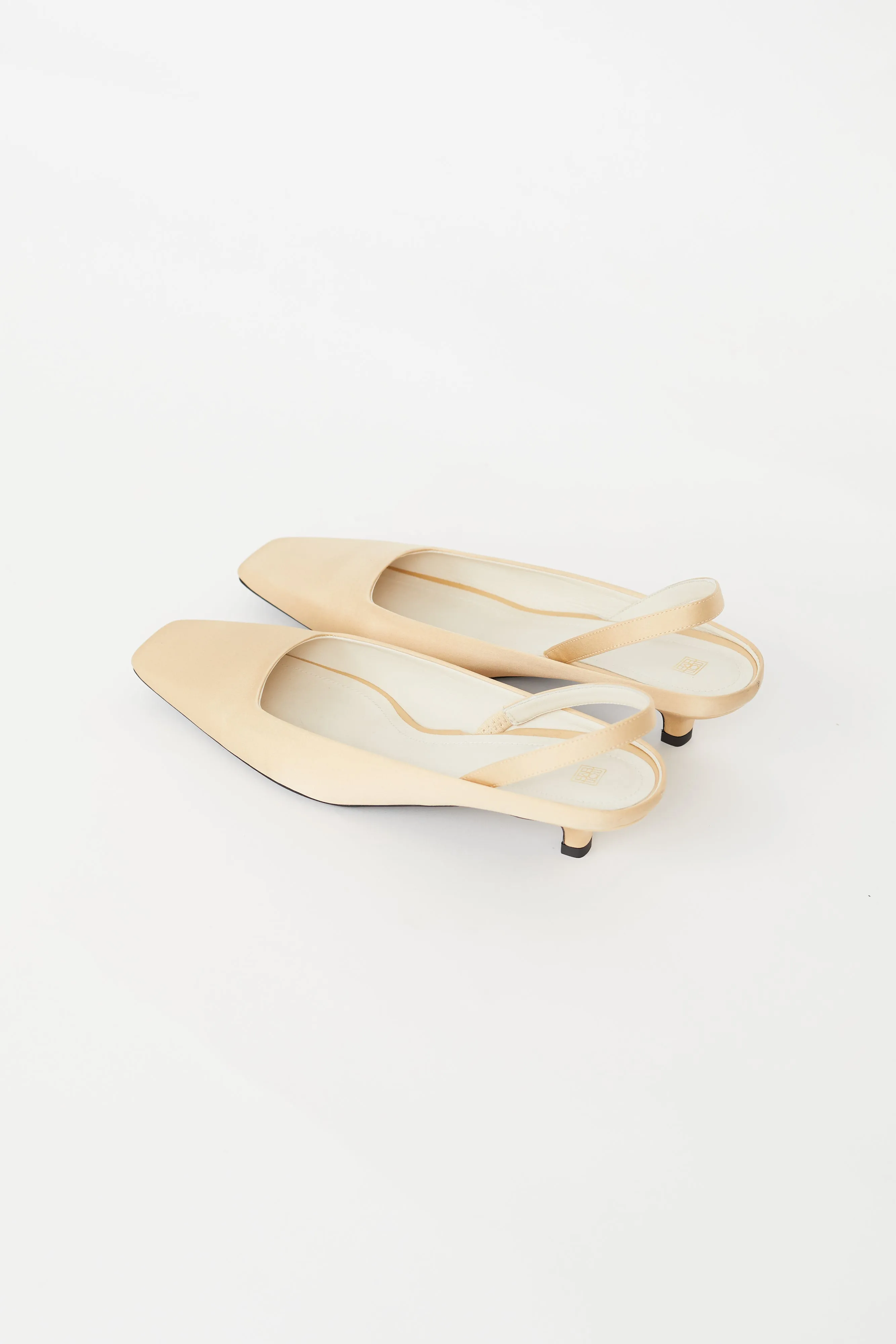 Beige Satin Slingback Mule