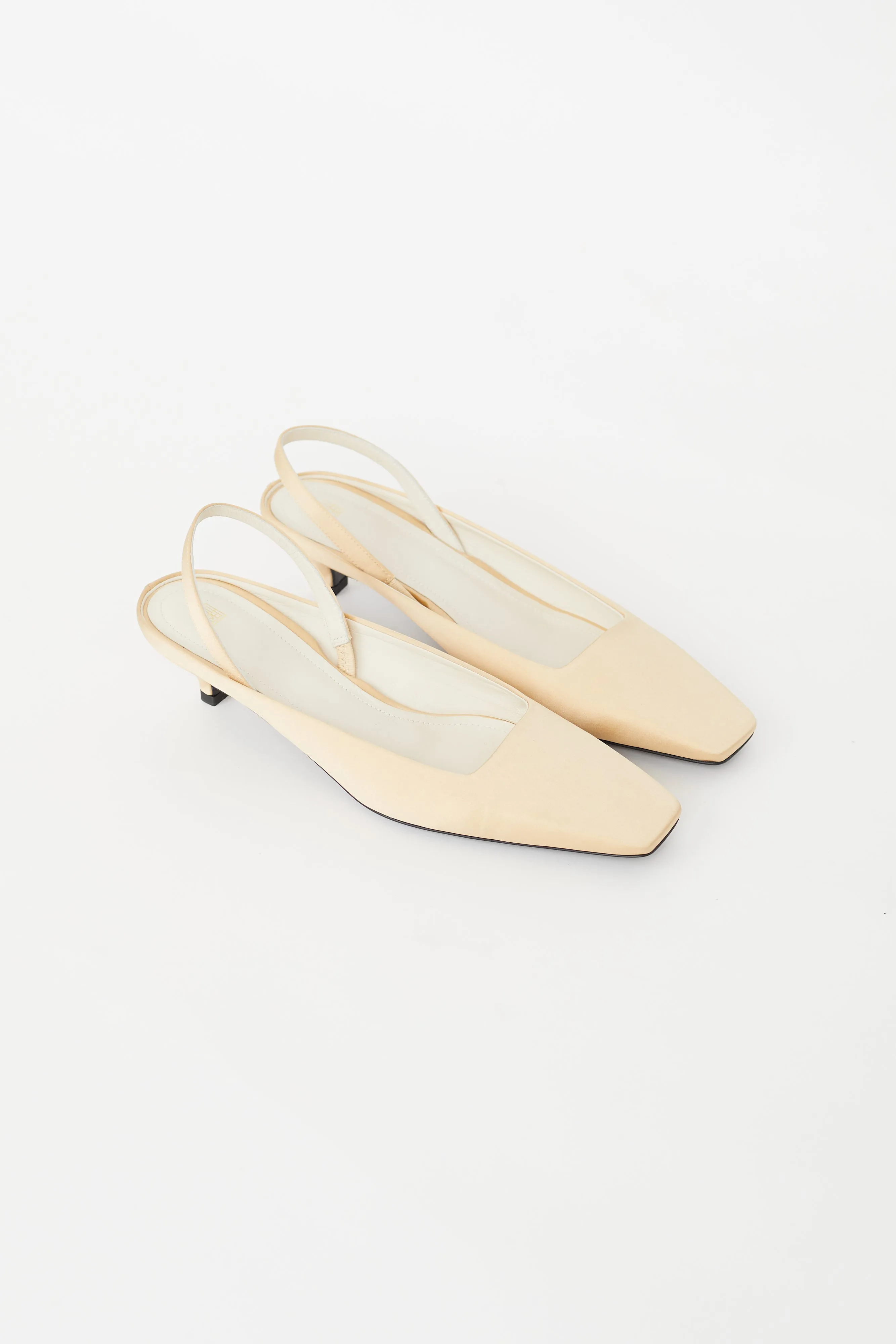 Beige Satin Slingback Mule