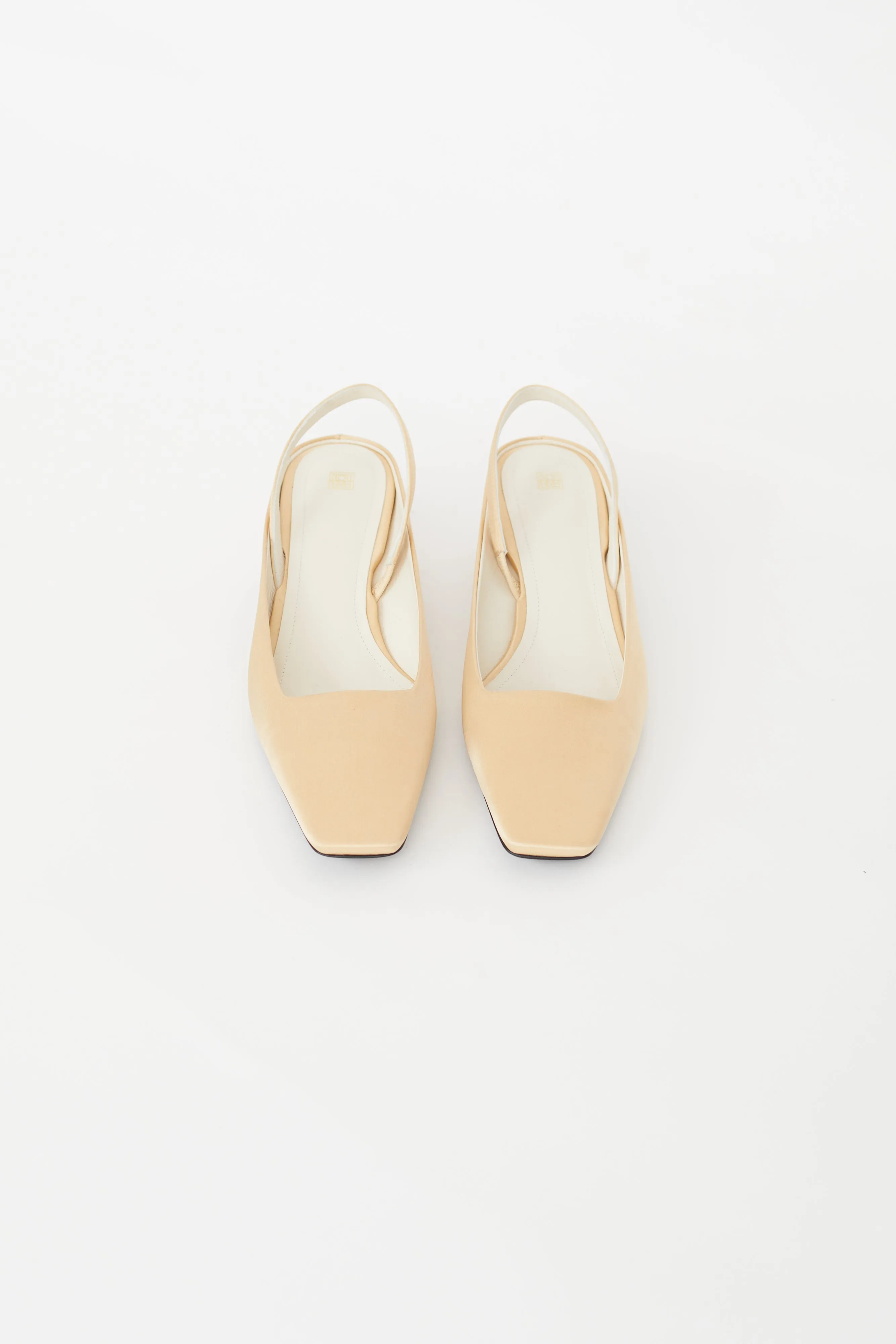 Beige Satin Slingback Mule