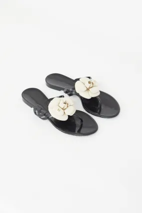 Black & Cream Camellia Sandal