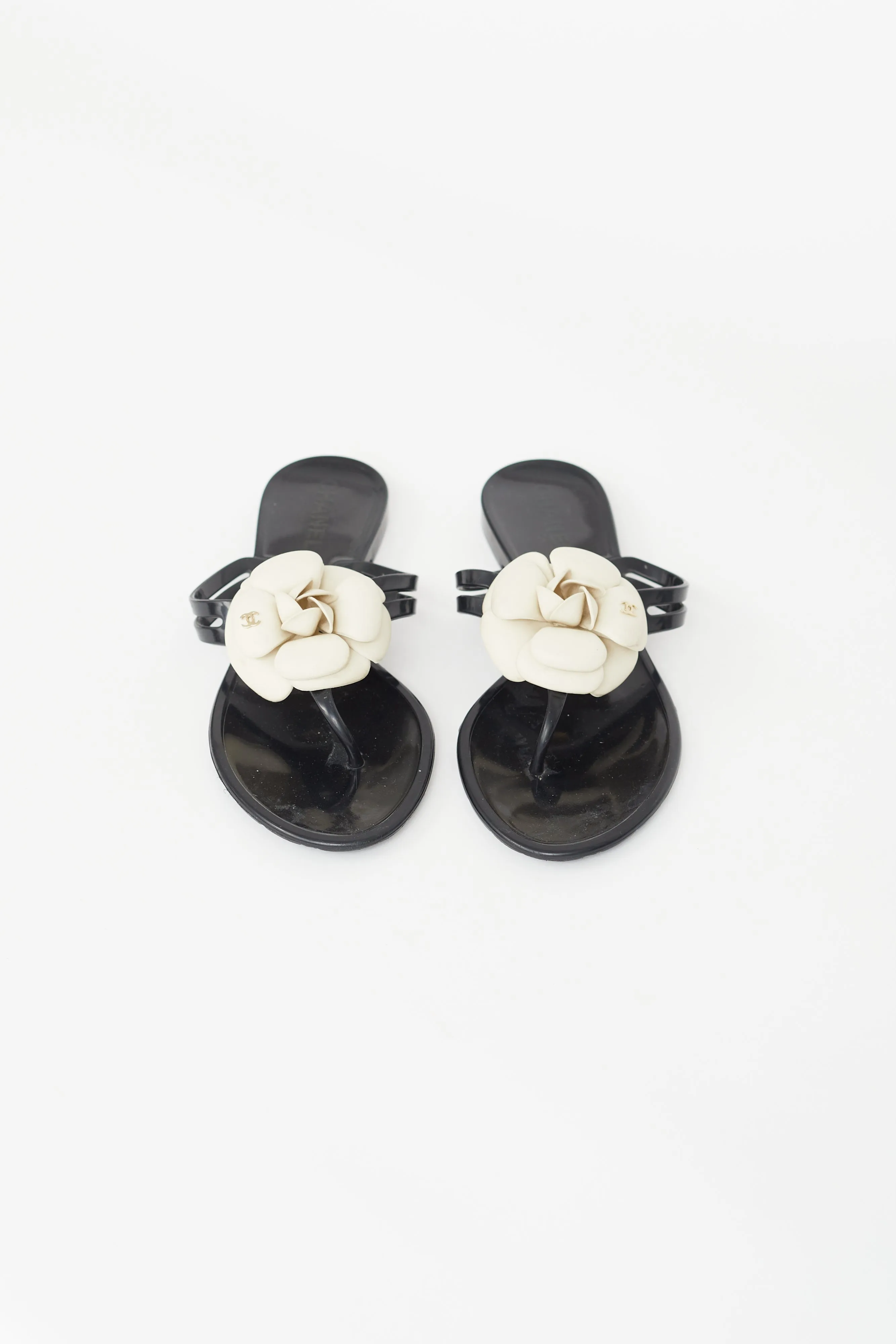 Black & Cream Camellia Sandal
