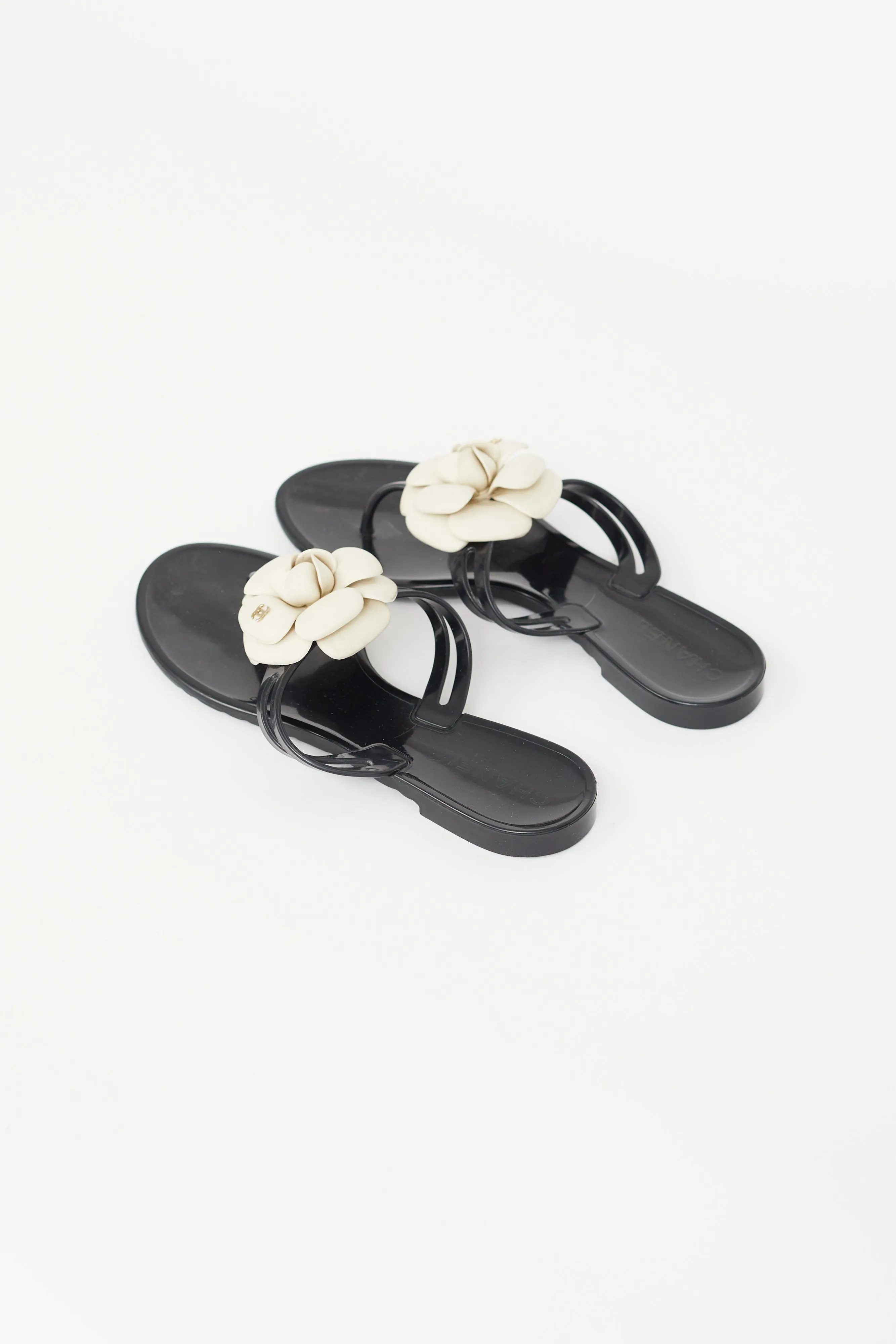 Black & Cream Camellia Sandal