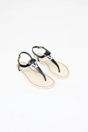 Black & Cream PVC Thong Sandal