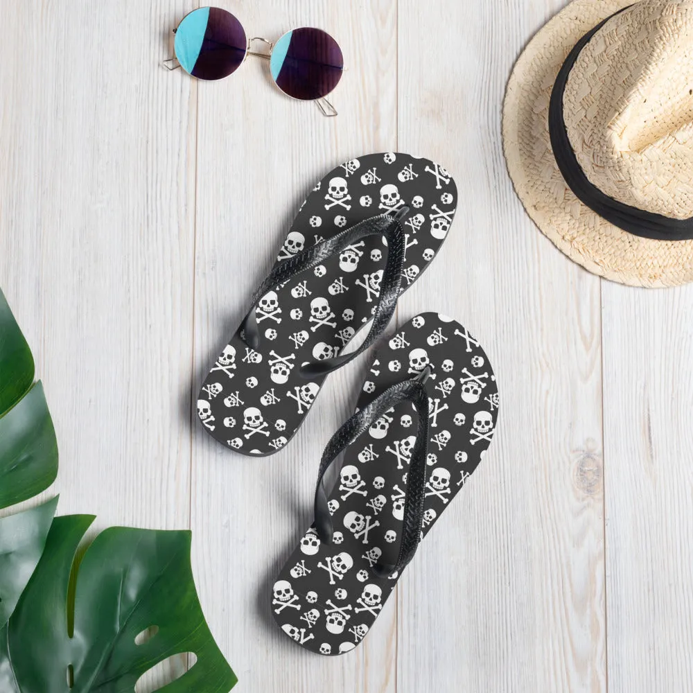Black and White Skulls - Flip-Flops