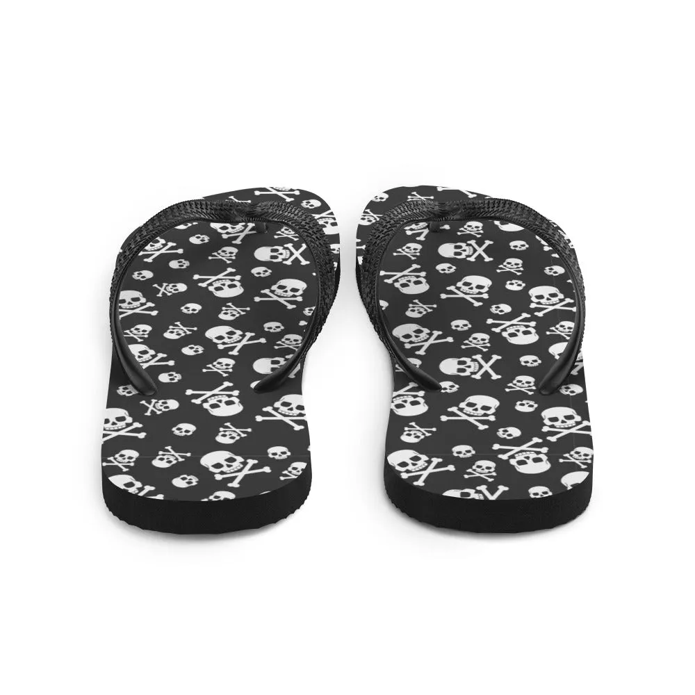 Black and White Skulls - Flip-Flops