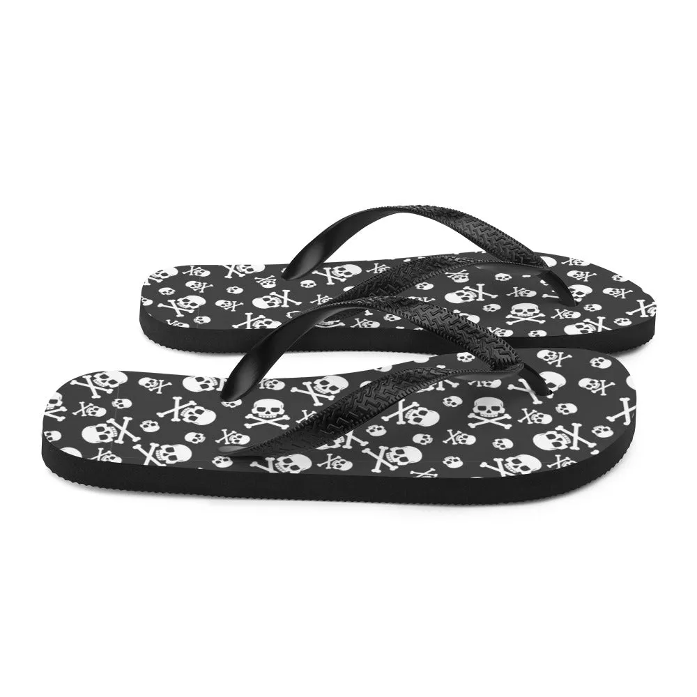 Black and White Skulls - Flip-Flops