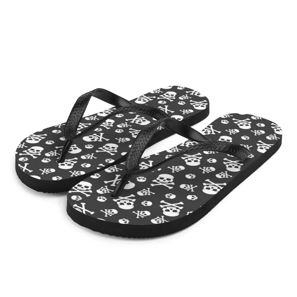 Black and White Skulls - Flip-Flops
