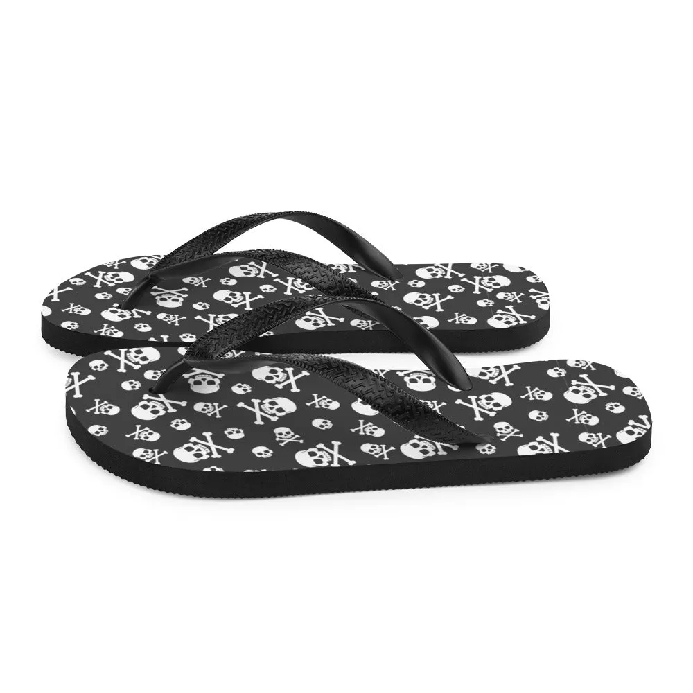 Black and White Skulls - Flip-Flops