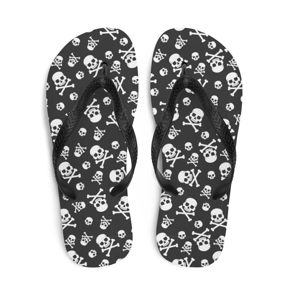 Black and White Skulls - Flip-Flops