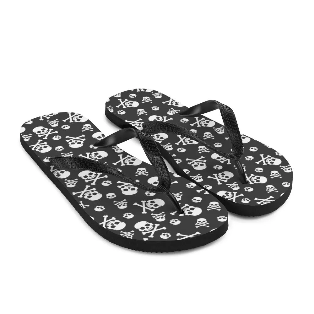 Black and White Skulls - Flip-Flops