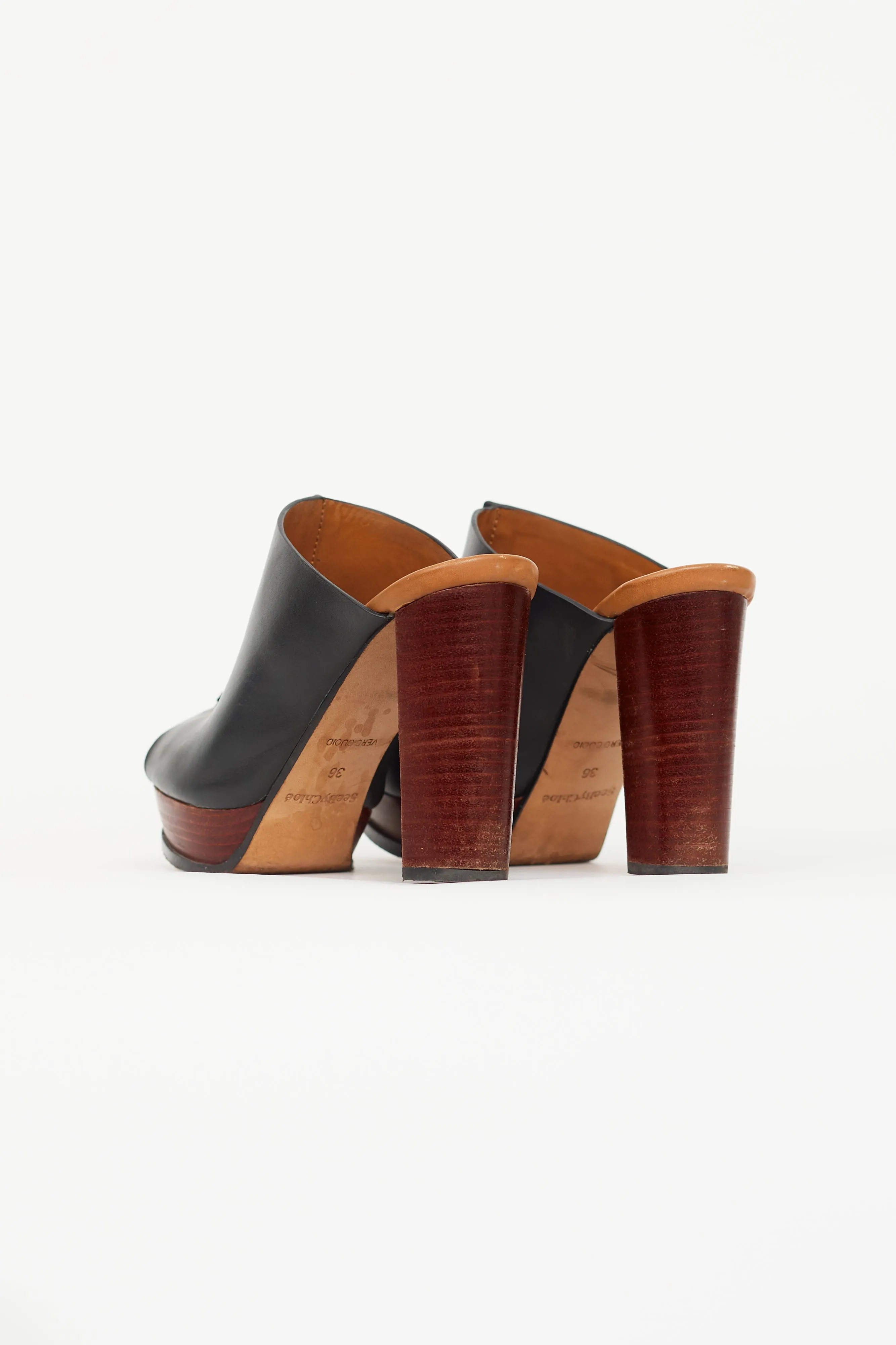 Black Peep Toe Mule
