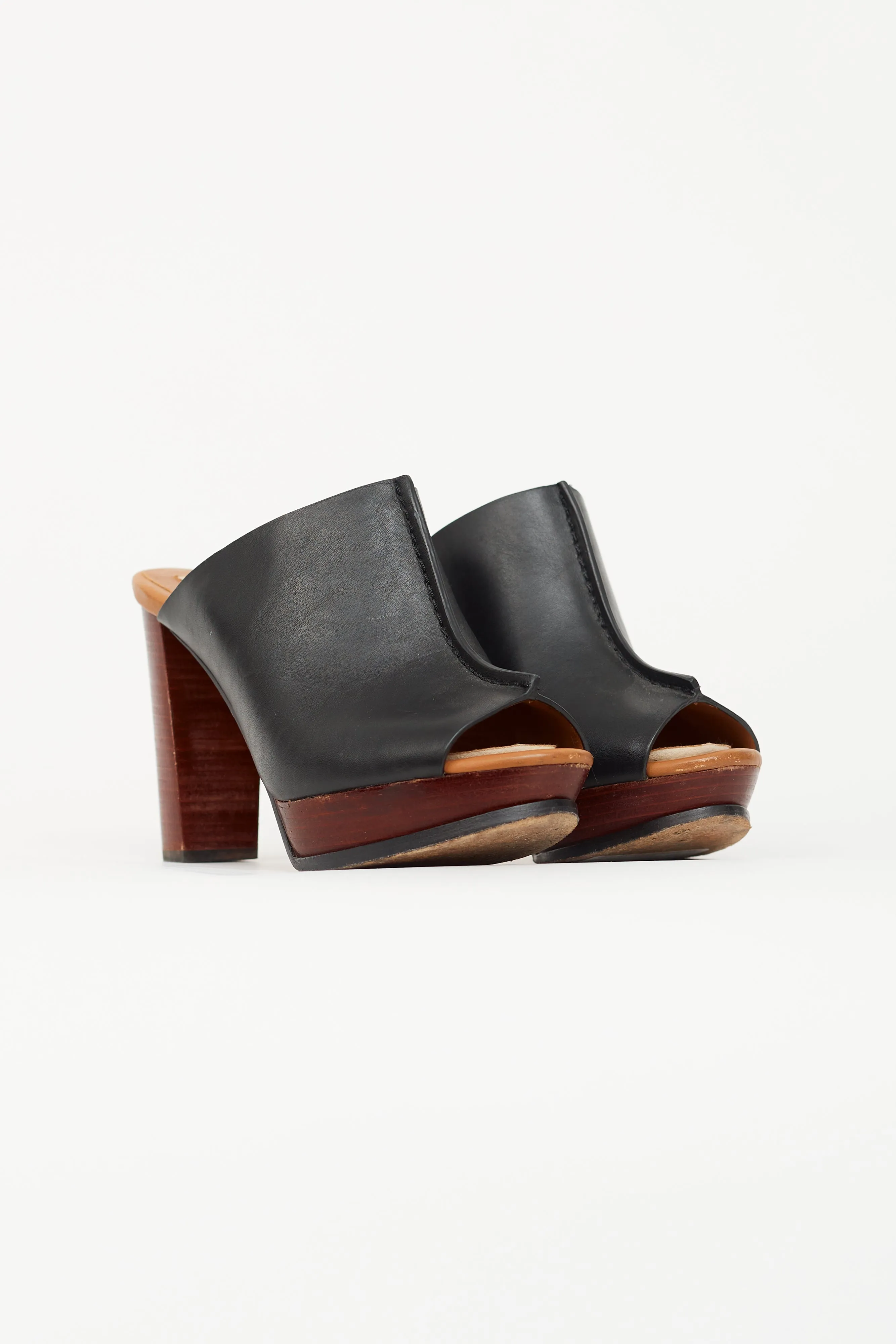Black Peep Toe Mule