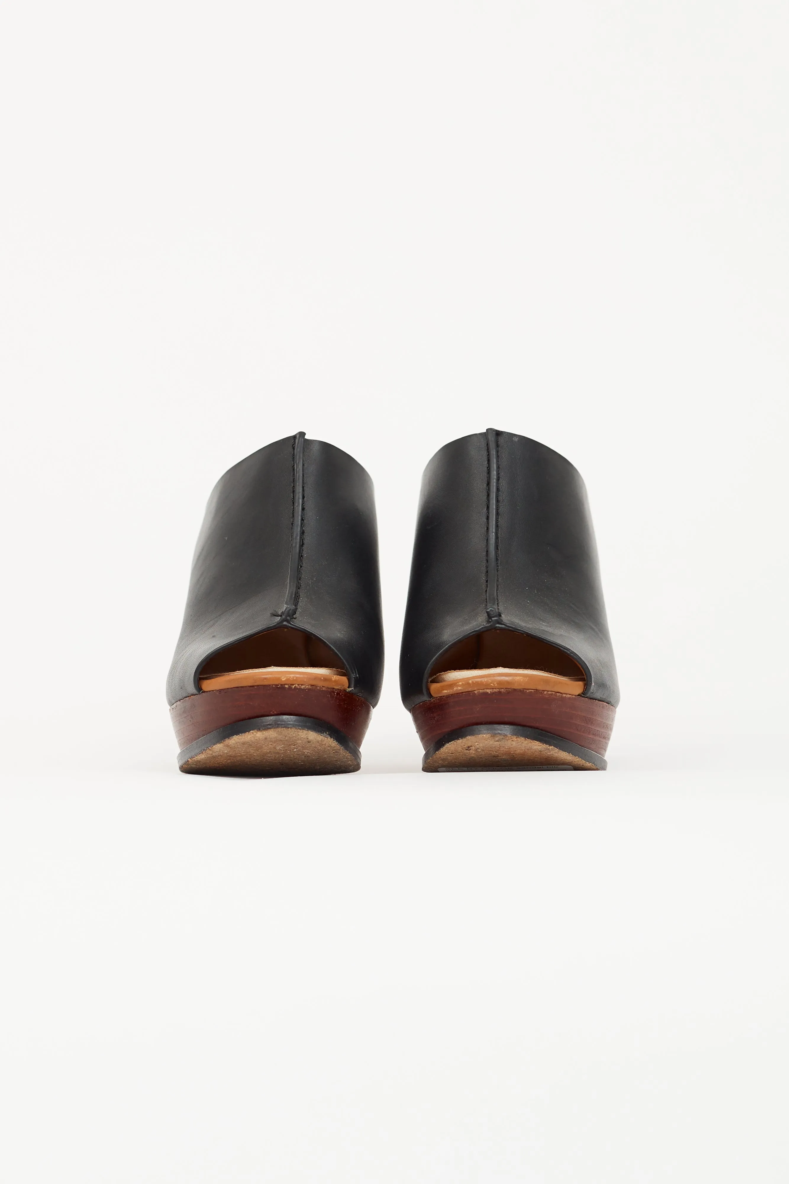 Black Peep Toe Mule