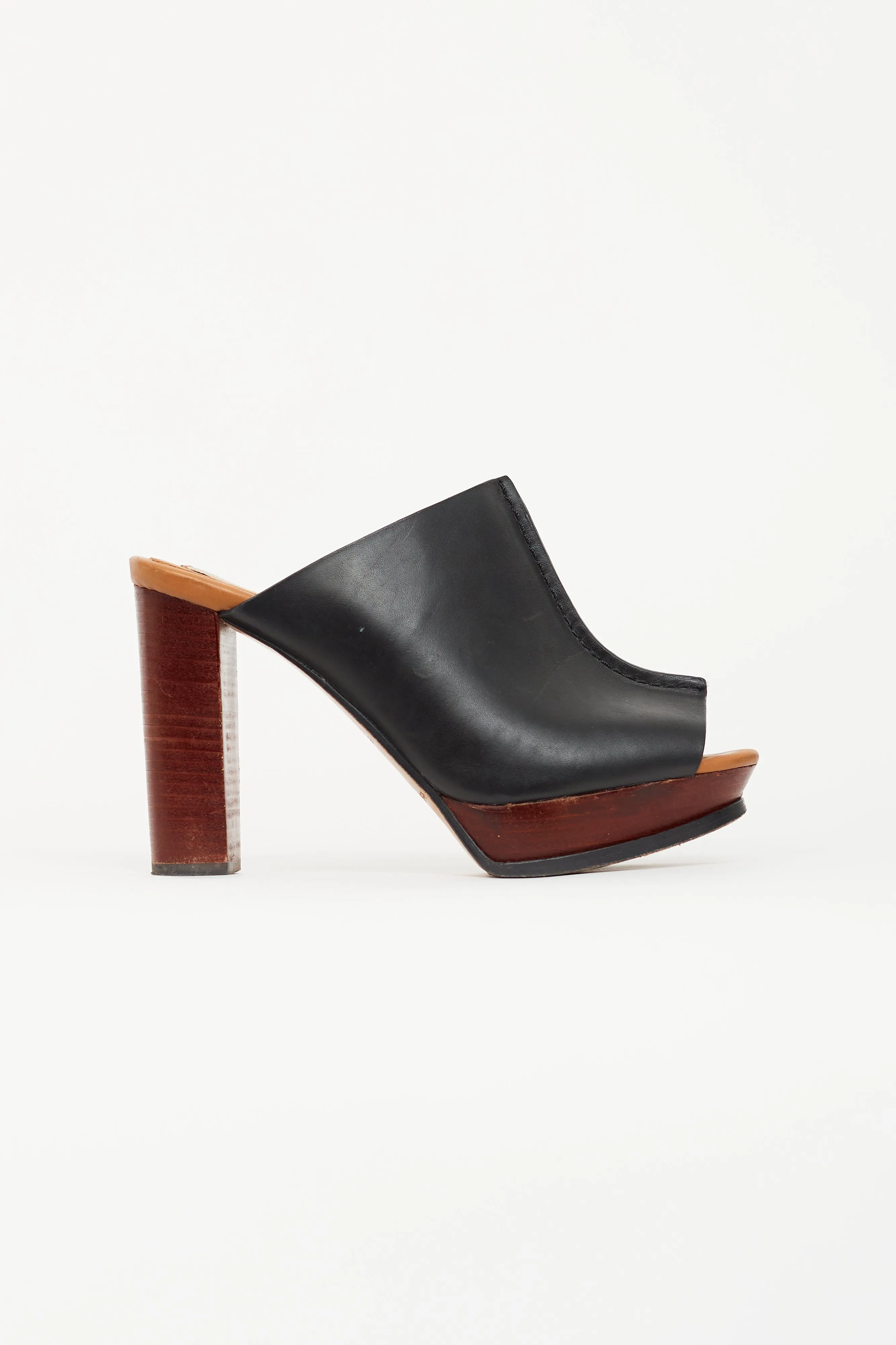 Black Peep Toe Mule