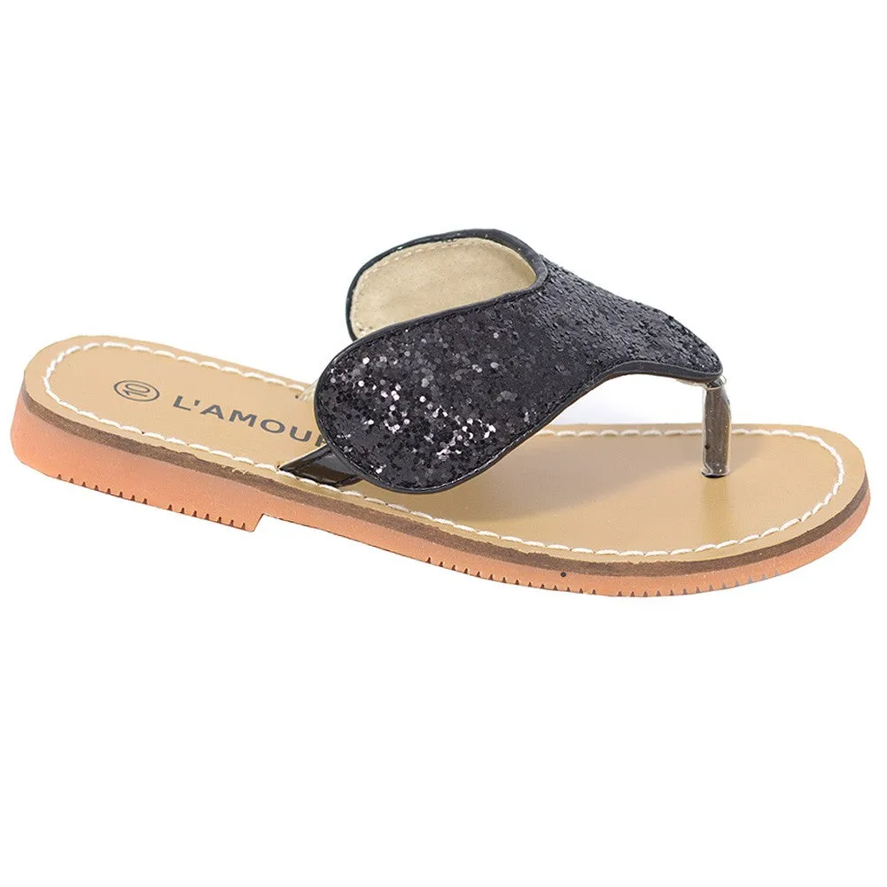 Black T Strap Flip Flop Summer Spring Sandal Girl 11-4