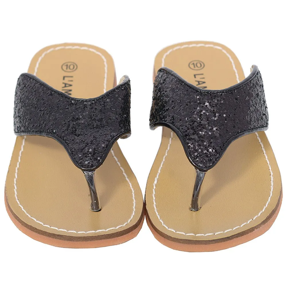 Black T Strap Flip Flop Summer Spring Sandal Girl 11-4