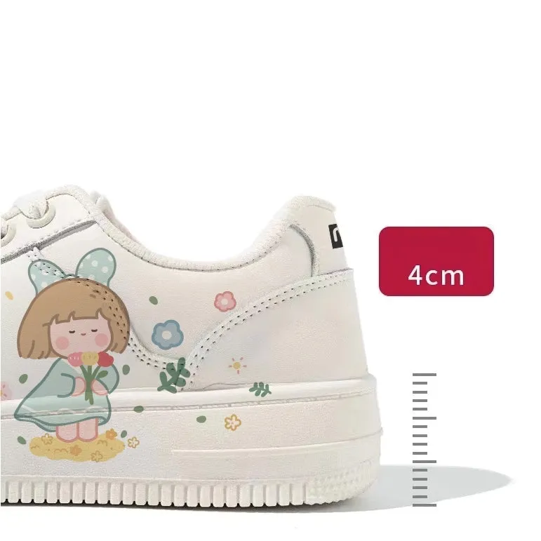 Cute Hand-Painted Cartoon Girls Low-Top Sneakers