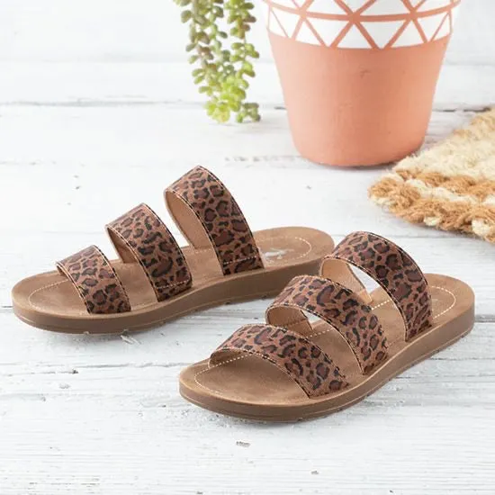 Dafne Leopard Three Strap Dafne Sandal | Corky's