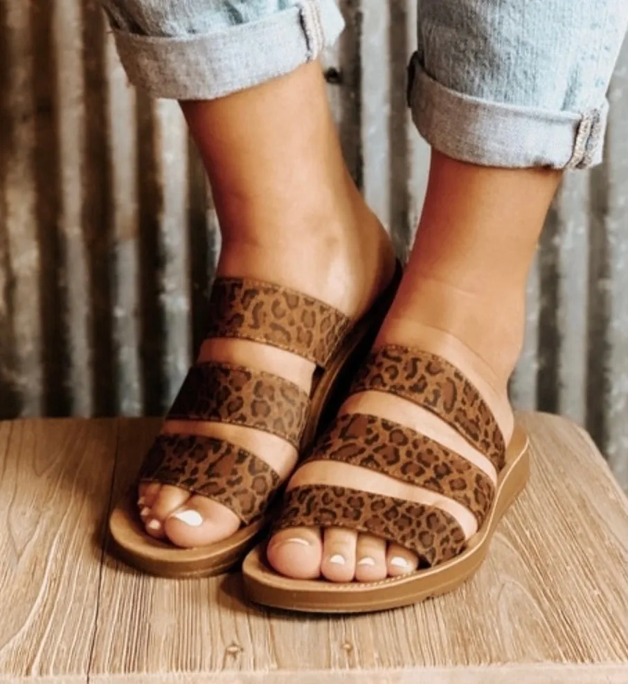 Dafne Leopard Three Strap Dafne Sandal | Corky's