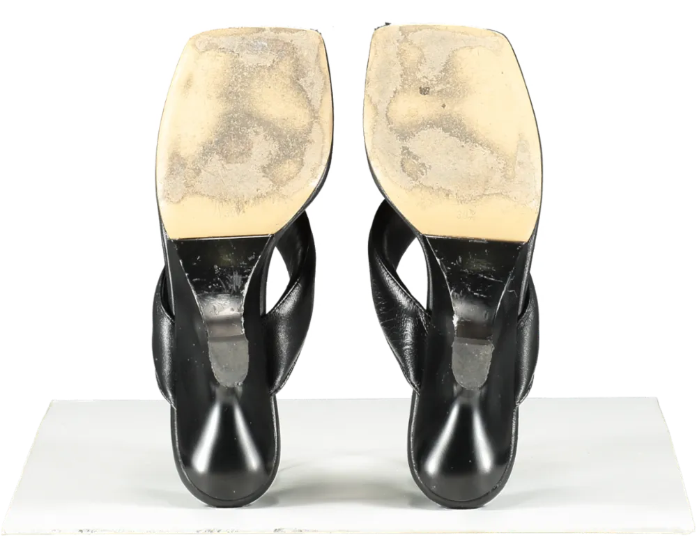 GIA BORGHINI Black Leather Thong Sandals UK 6.5 EU 39.5 👠
