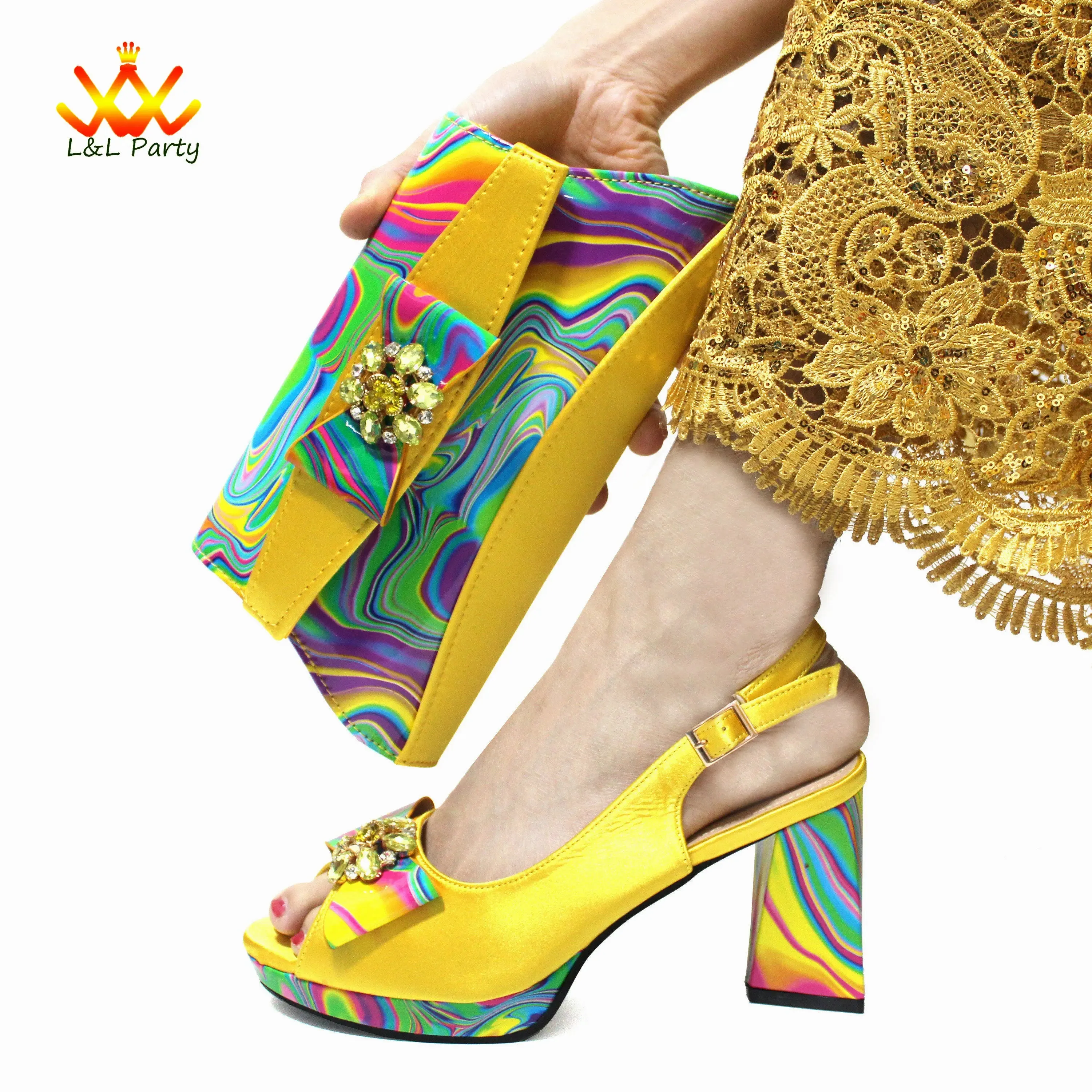 High-quality shoes and Bag Set in Yellow