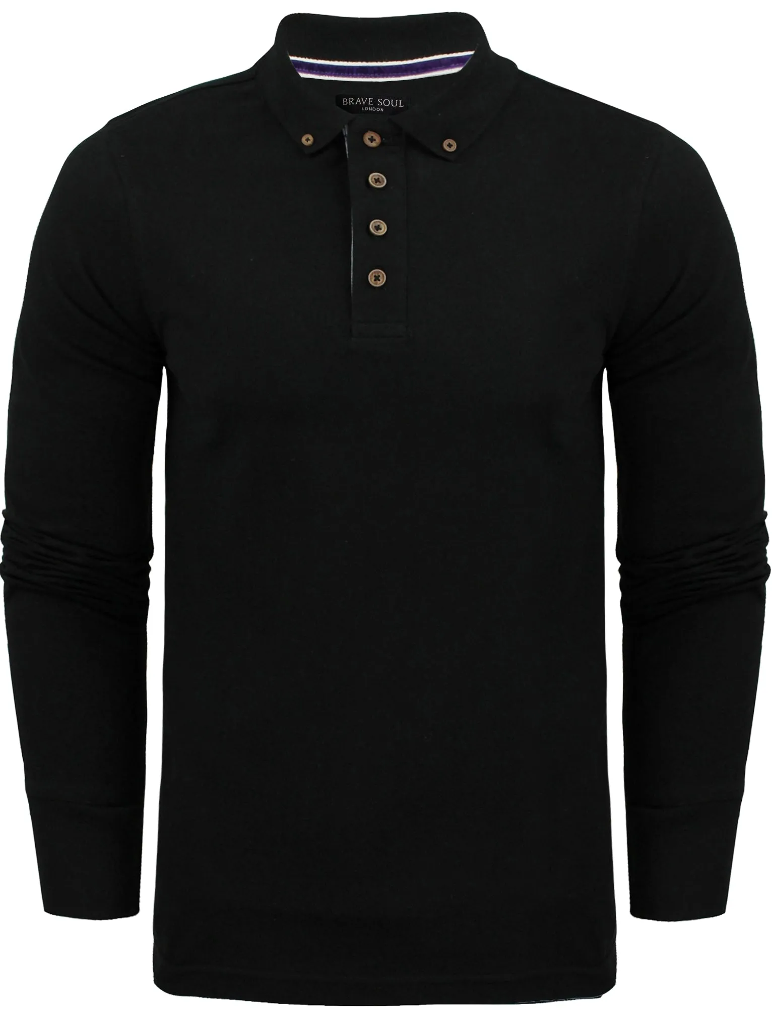 Howell Long Sleeve Polo Shirt in Black