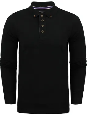 Howell Long Sleeve Polo Shirt in Black