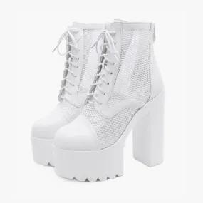 Mesh Laced Platform Shoes Grunge Aesthetic
