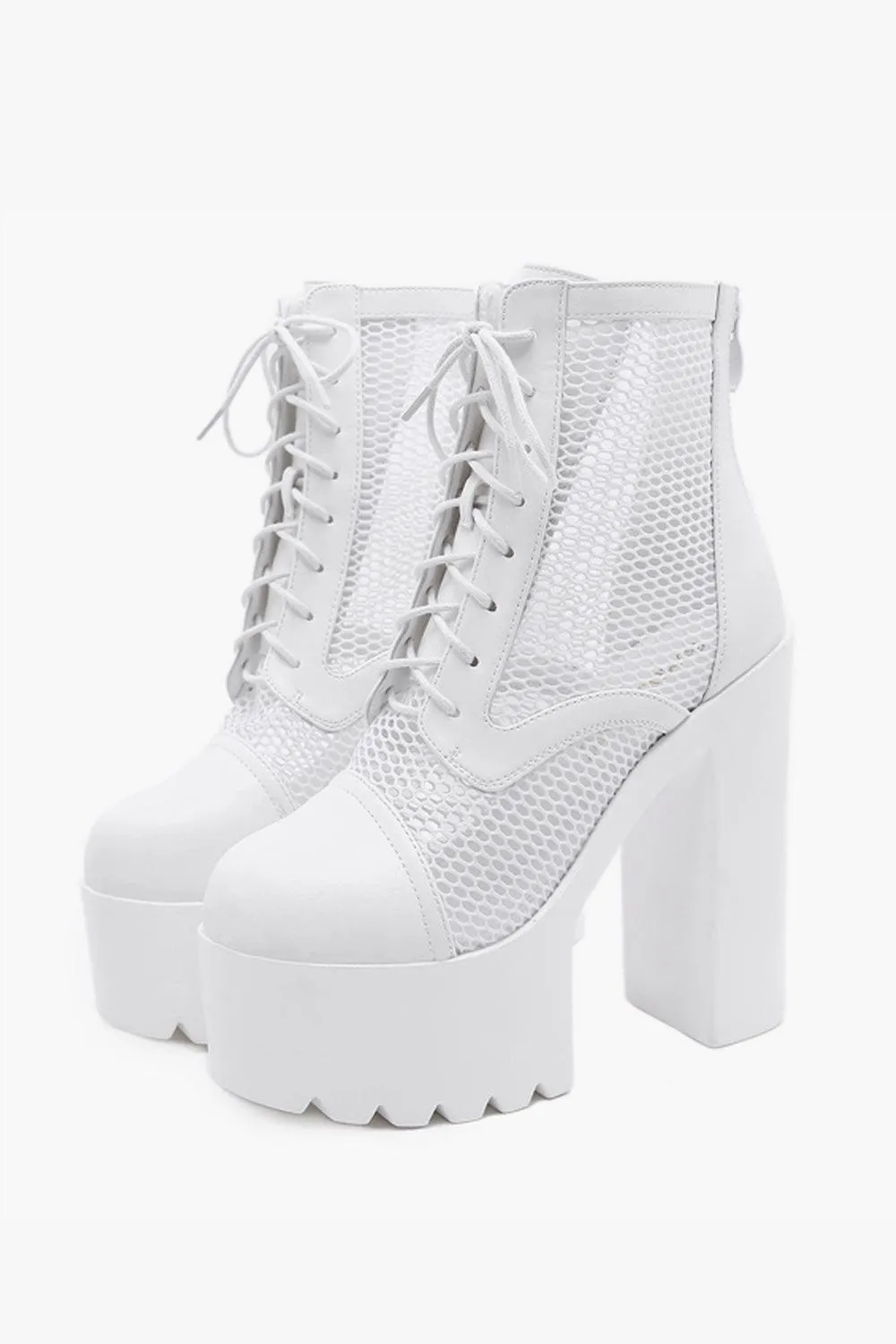 Mesh Laced Platform Shoes Grunge Aesthetic