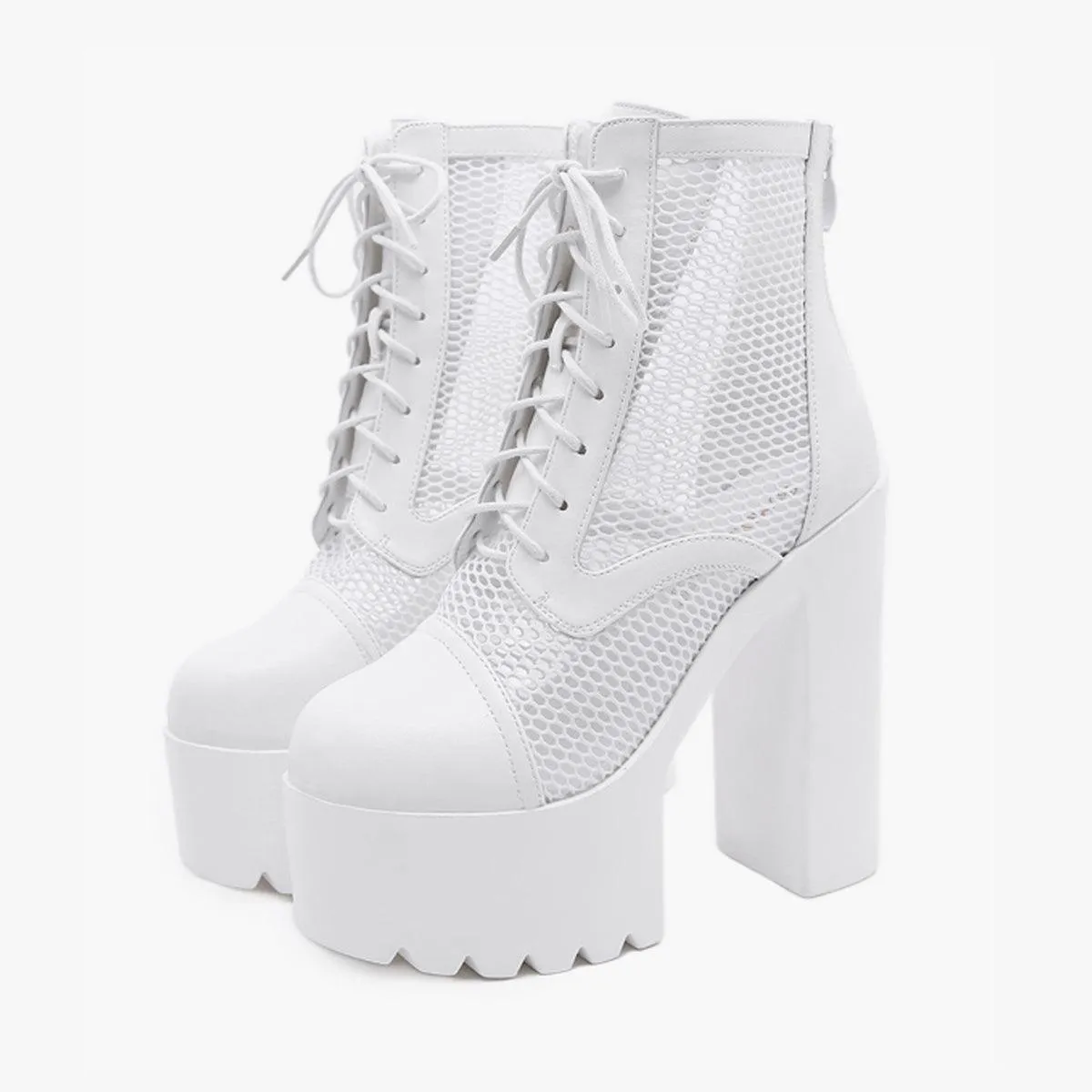 Mesh Laced Platform Shoes Grunge Aesthetic