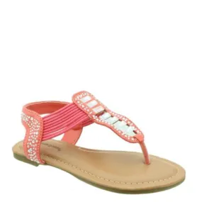 Pierre Dumas Girl's Pearl-6 Rhinestone Sandal - Coral 41515-465