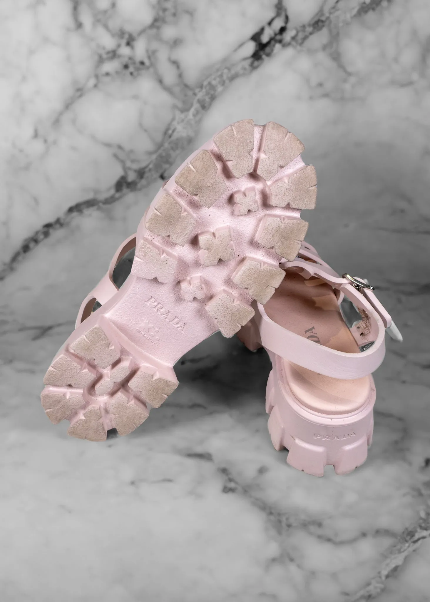 Prada Pink Rubber Gladiator Sandals