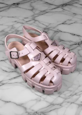 Prada Pink Rubber Gladiator Sandals