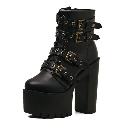 Sexy Black Ultra-High Heel Platform Boots