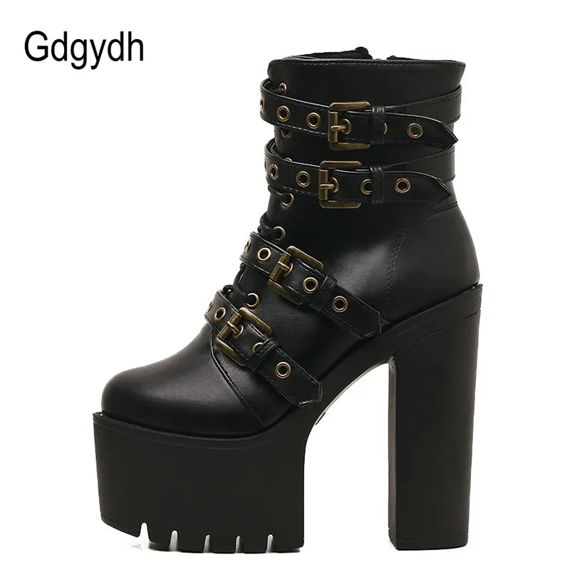 Sexy Black Ultra-High Heel Platform Boots