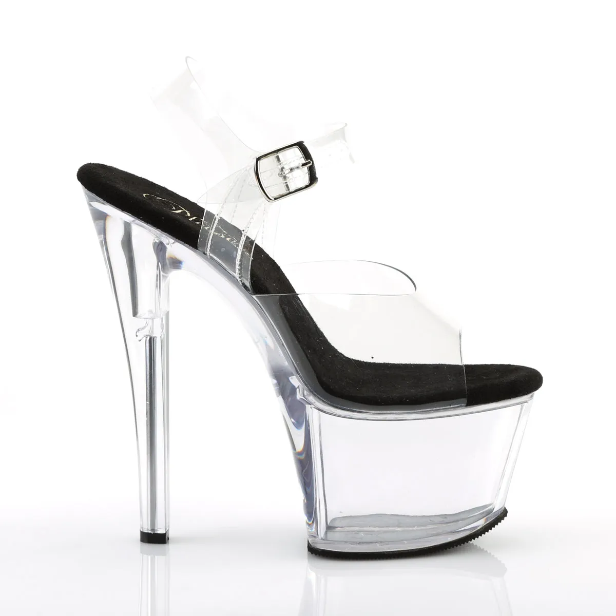 Sky-308 Clear-Black-Clear Platform Sandals