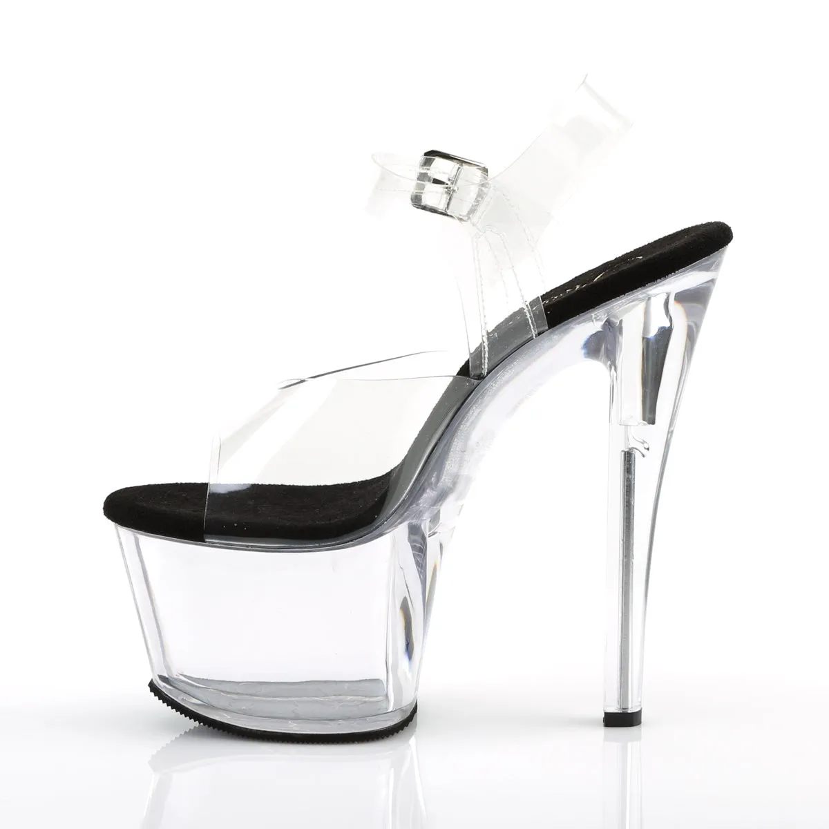 Sky-308 Clear-Black-Clear Platform Sandals