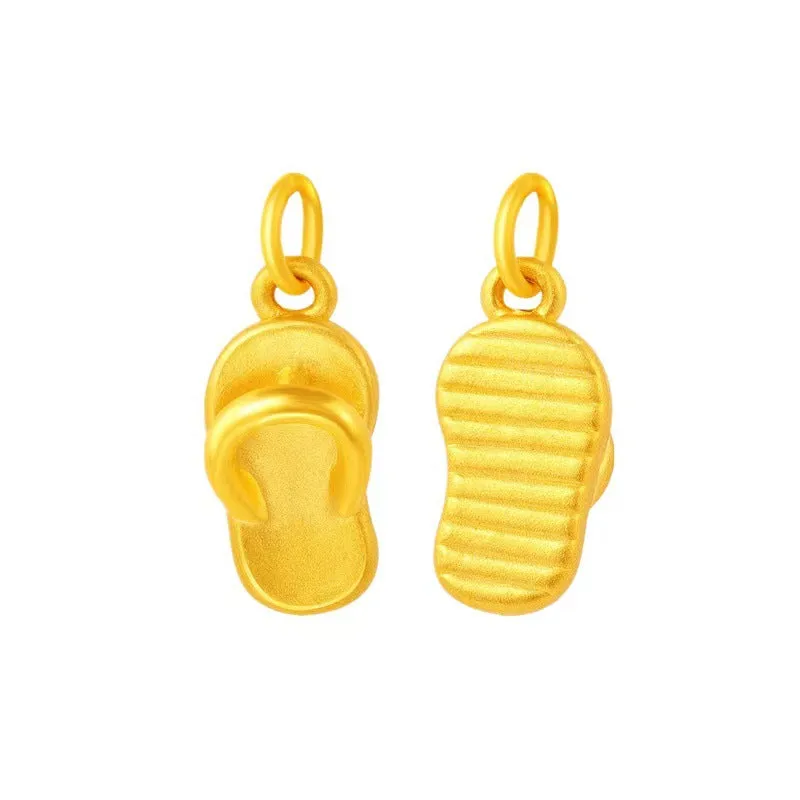 Solid 24K Gold Cute Flip Flops Pendant