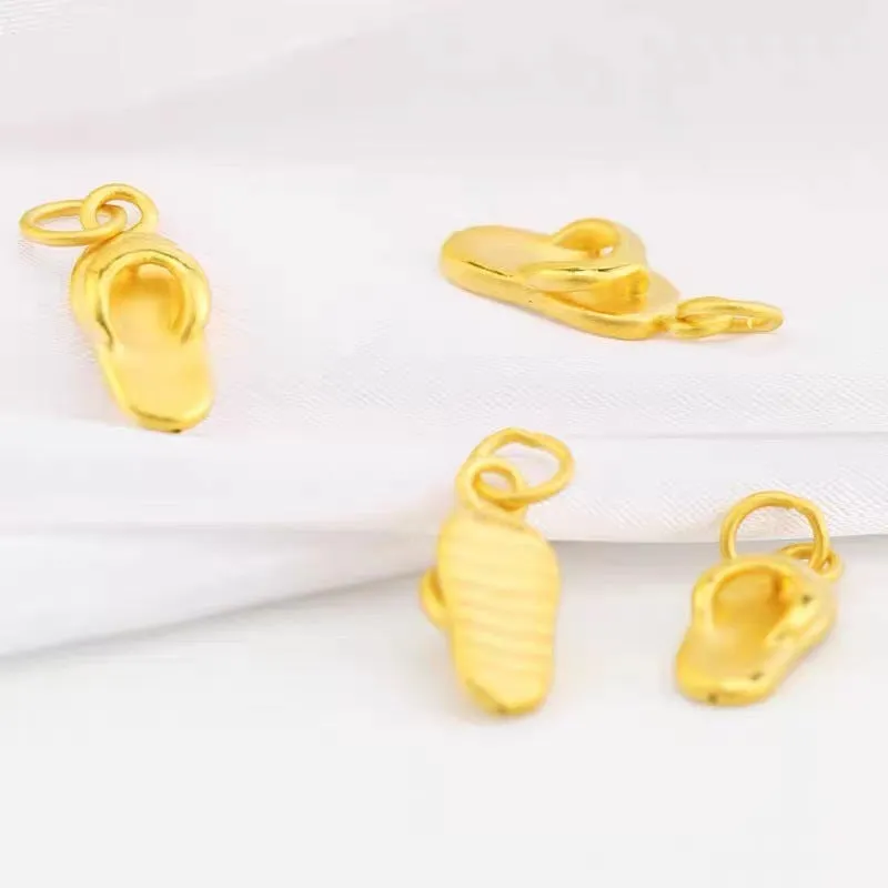 Solid 24K Gold Cute Flip Flops Pendant