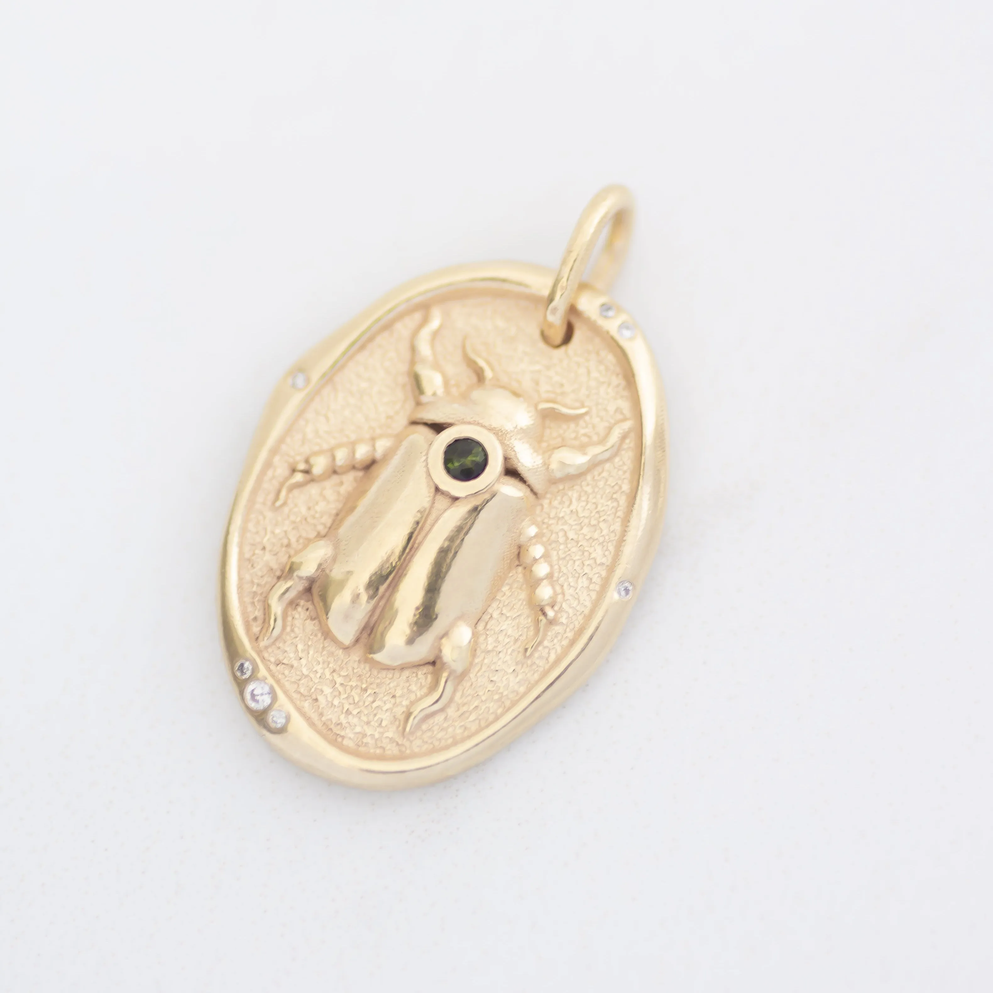 Stag Beetle Medallion Pendant 14k gold
